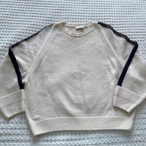 Lacoste Warm Off White and Navy Merino Wool Sweater